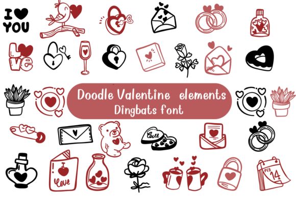 Doodle Valentine Elements: Elevating Design with Romantic Dingbats