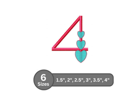 Elevating Embroidery Projects with the Candy Heart Number -4 Fill Stitch Font
