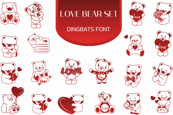 Love Bear Set: Streamlining Affectionate Design with Dingbats